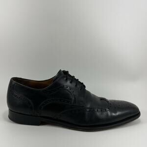 Magnanni Sergio Wingtip Oxford Dress Shoes Black Calfskin Leather 13974 Mens 8.5